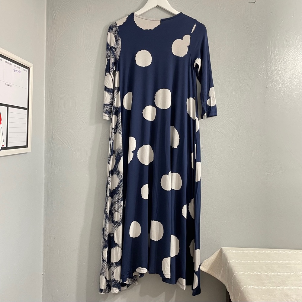 Alembika Spot Swing Navy and White Dress, Mixed dot V neck Line dress size 0 - Picture 8 of 13
